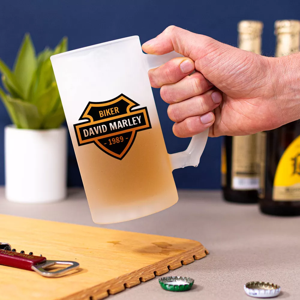 Bierkrug Motorrad zum Personalisieren