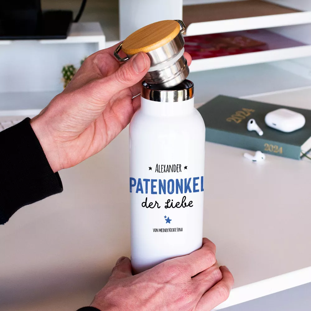 Personalisierbare Isolierflasche für den Patenonkel
