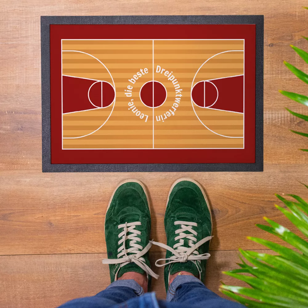 Personalisierbare Fußmatte im Basketballfeld-Design