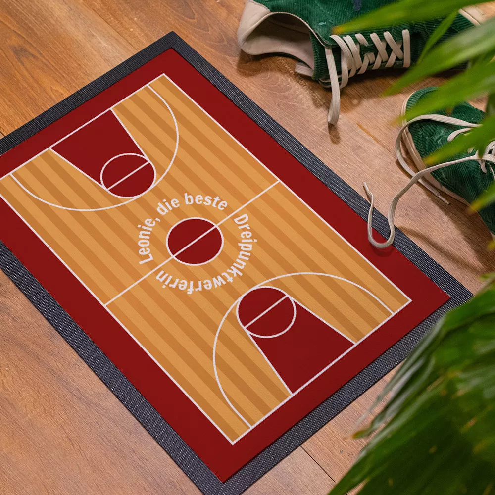 Personalisierbare Fußmatte im Basketballfeld-Design