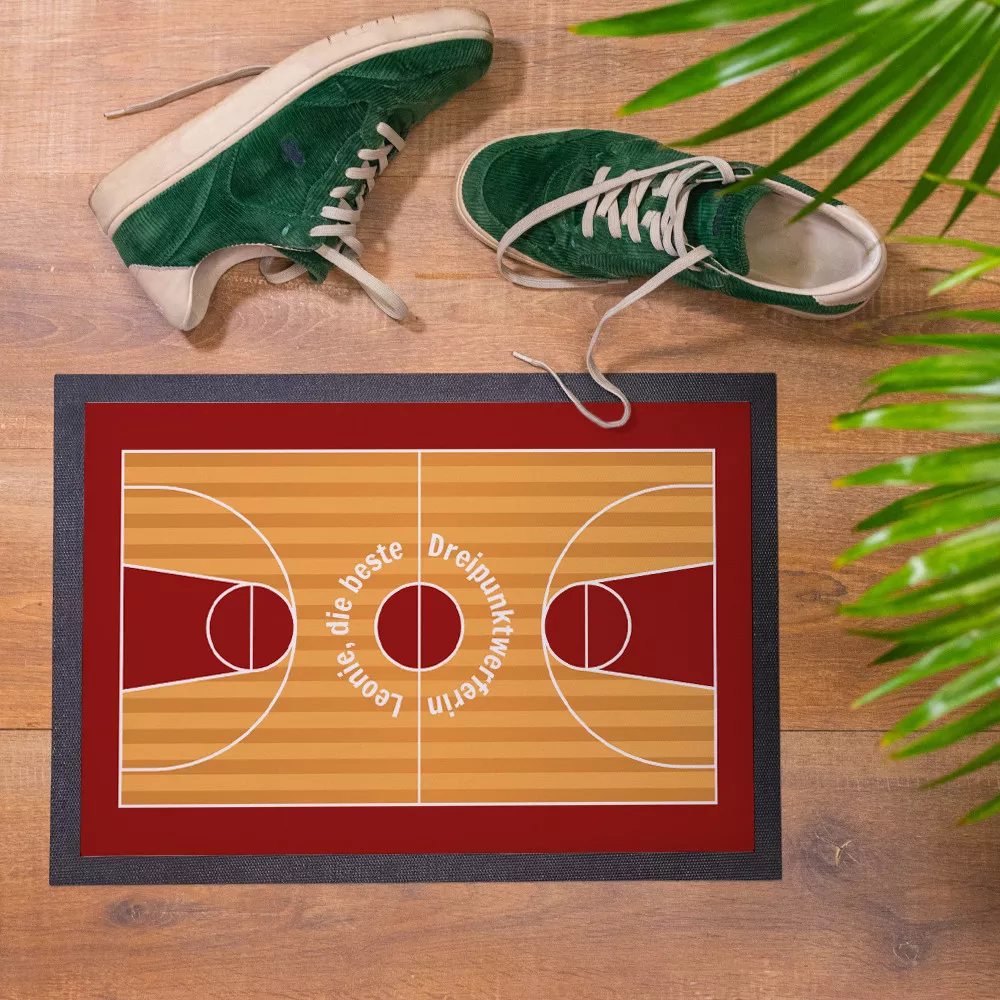 Personalisierbare Fußmatte im Basketballfeld-Design