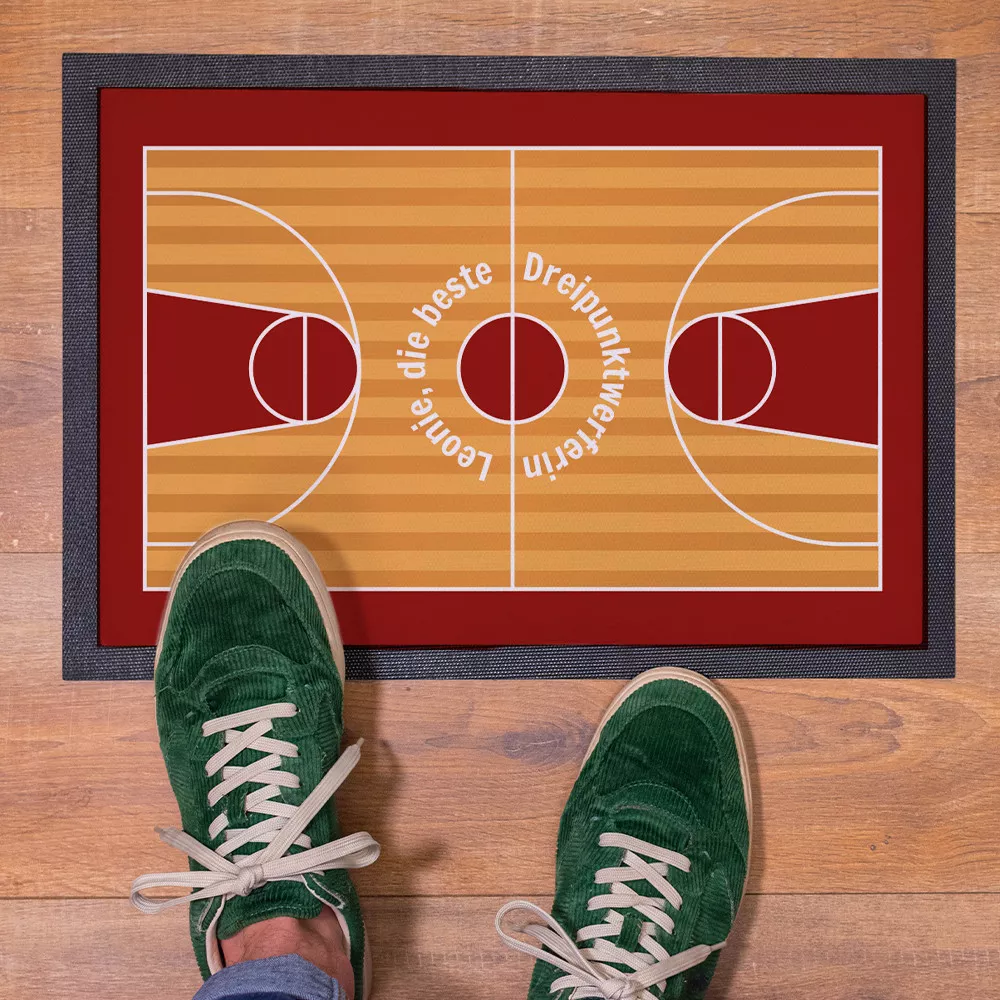 Personalisierbare Fußmatte im Basketballfeld-Design