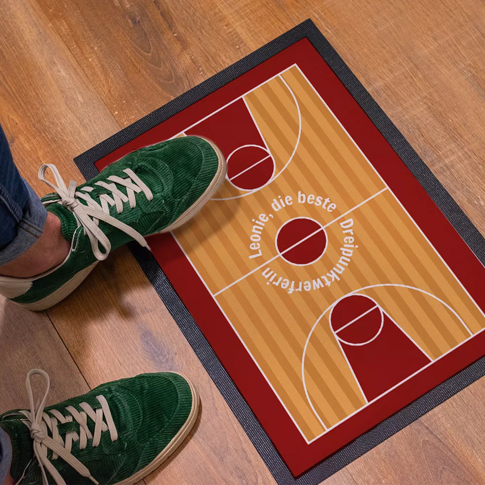 Personalisierbare Fußmatte im Basketballfeld-Design
