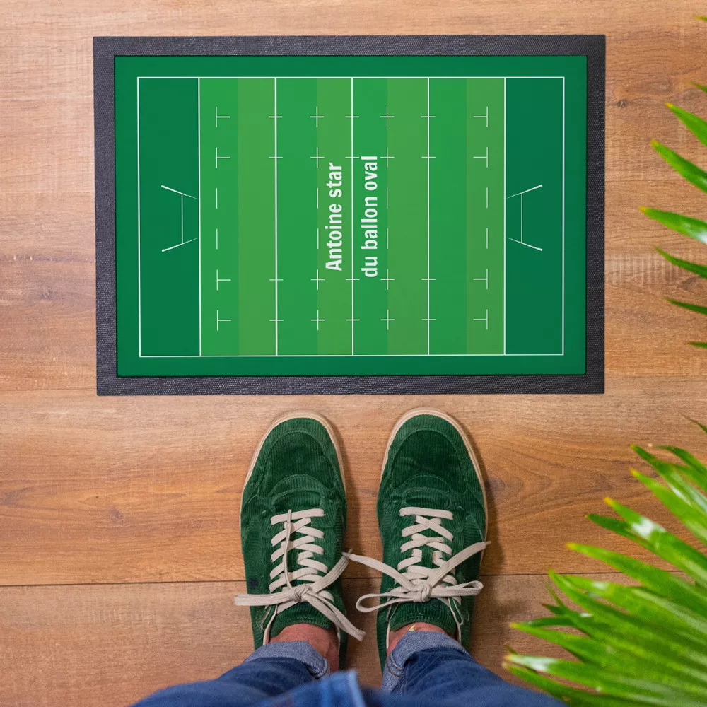 Personalisierbare Fußmatte im Rugbyfeld-Design