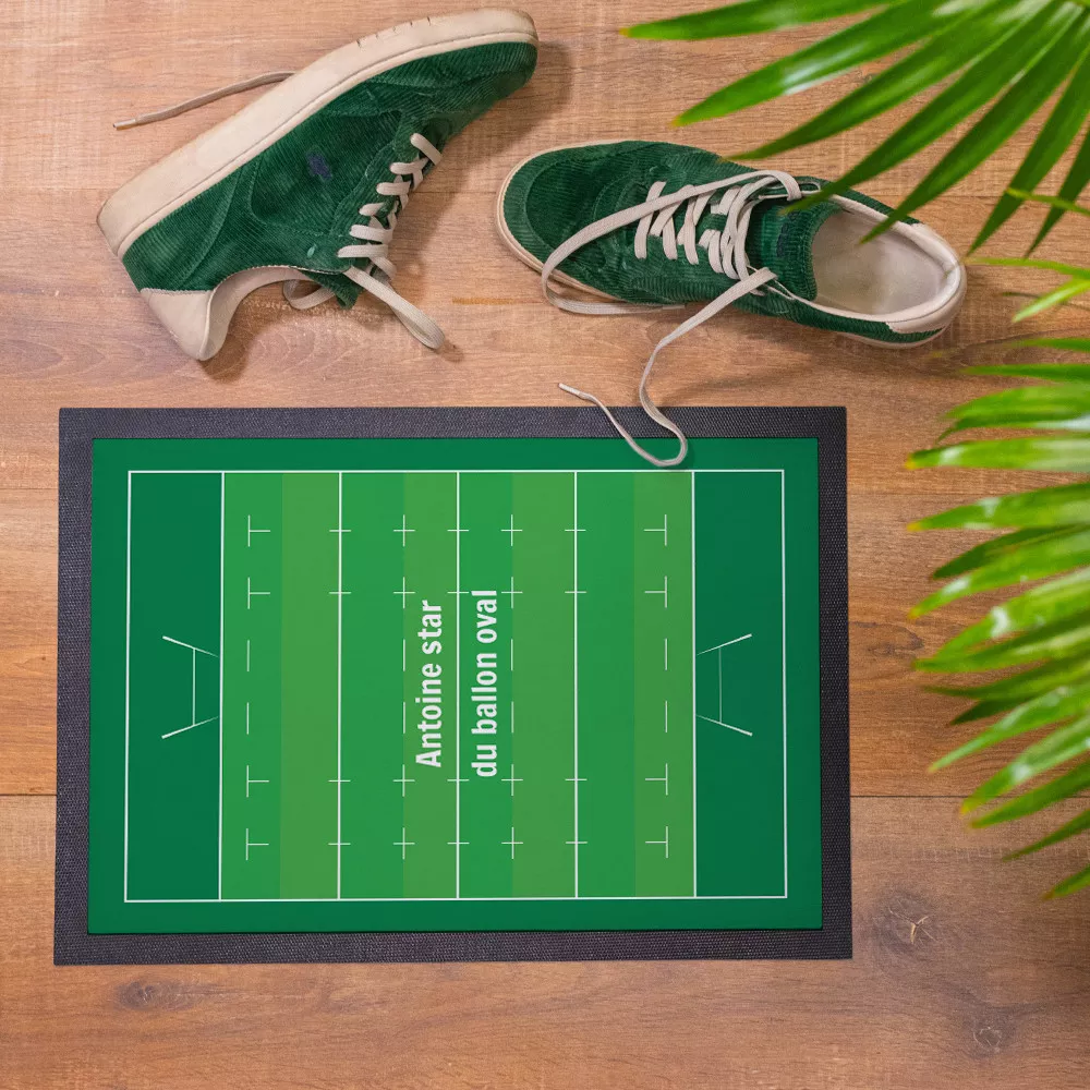 Personalisierbare Fußmatte im Rugbyfeld-Design