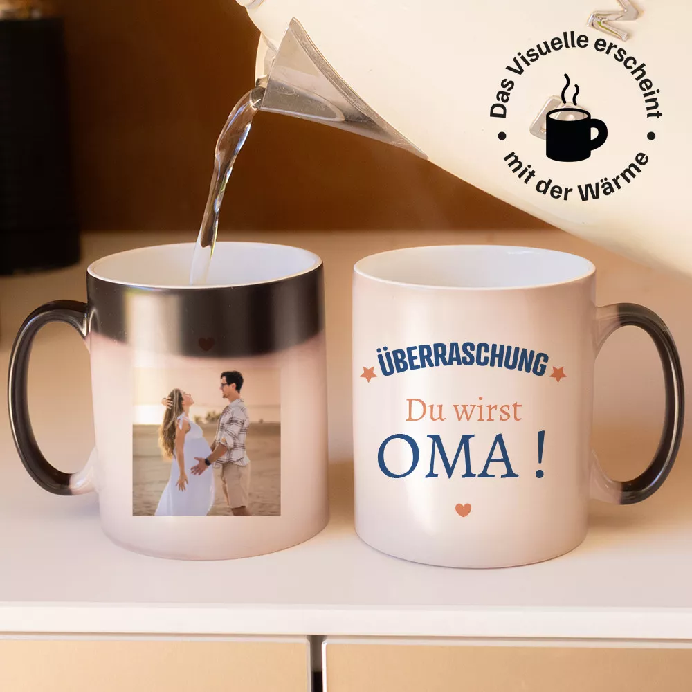 Becher mit Thermoeffekt Überraschungsankündigung zum Personalisieren