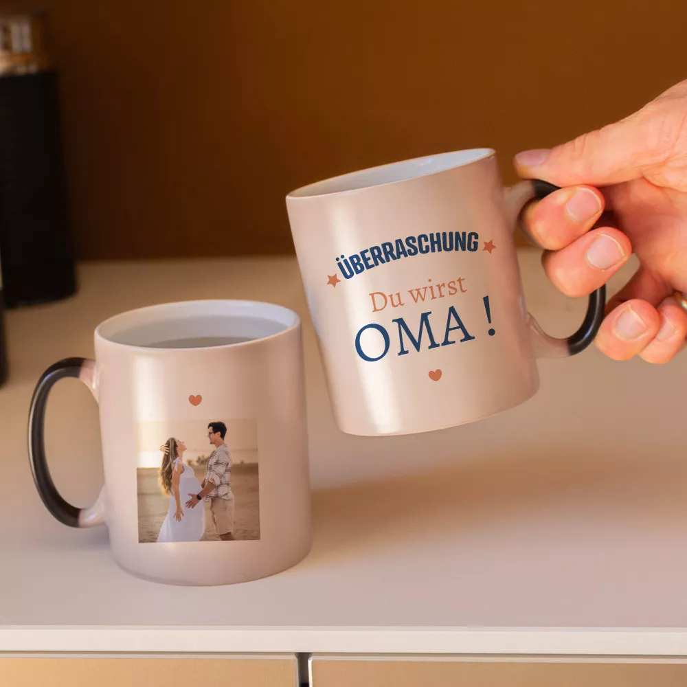 Becher mit Thermoeffekt Überraschungsankündigung zum Personalisieren