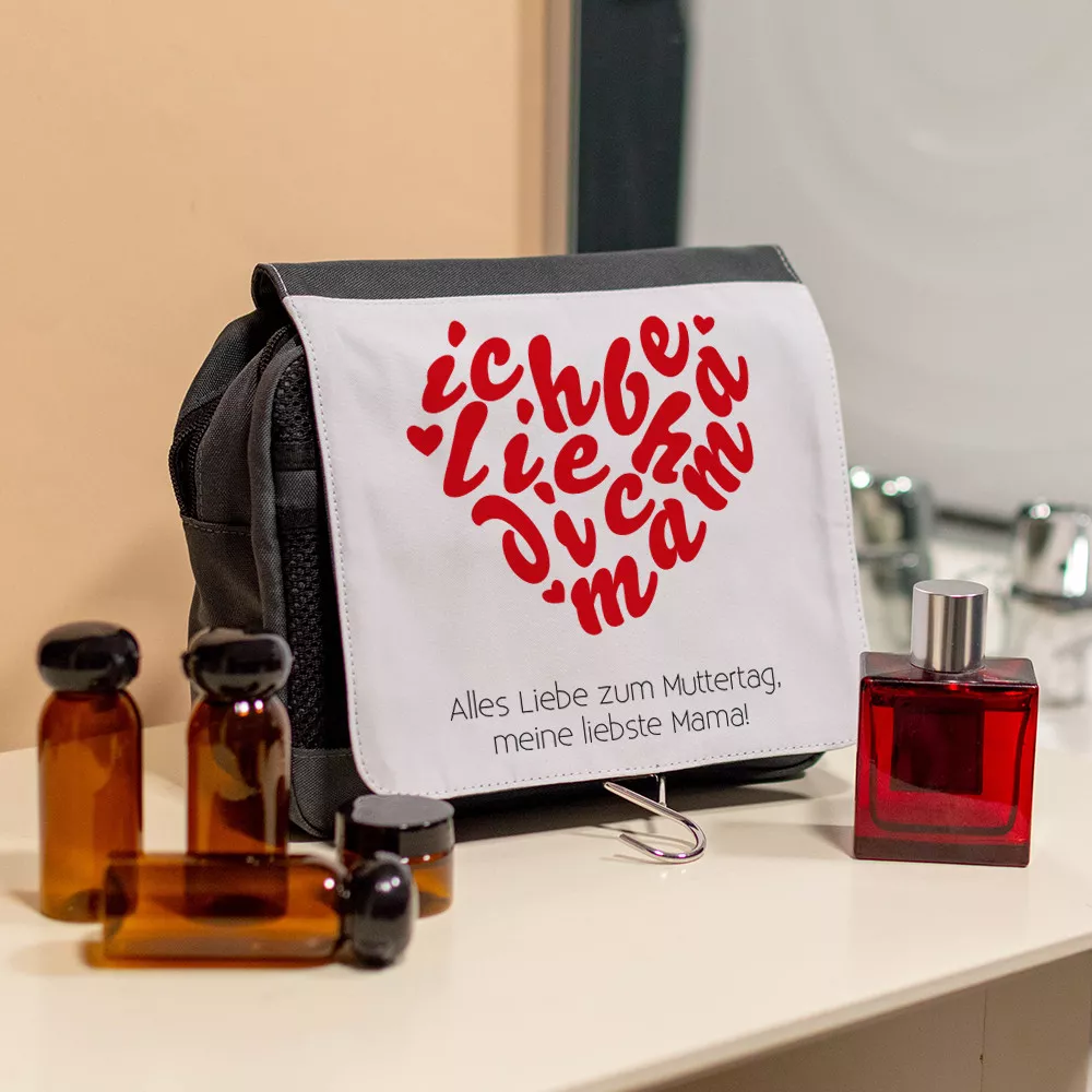 Personalisierbare Kulturtasche „Ich liebe dich, Mama“