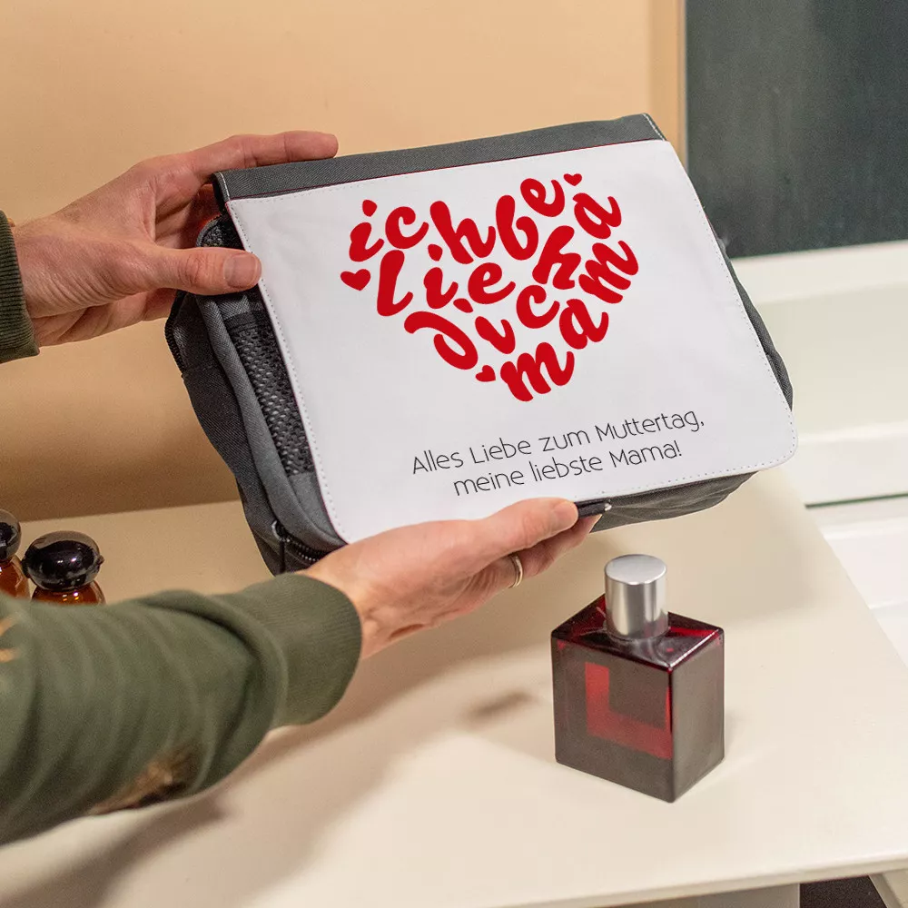 Personalisierbare Kulturtasche „Ich liebe dich, Mama“
