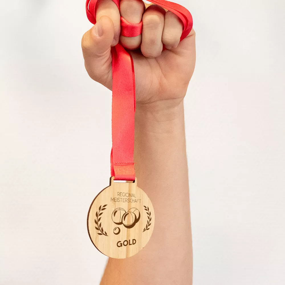 Personalisierbare Holzmedaille „Petanque“