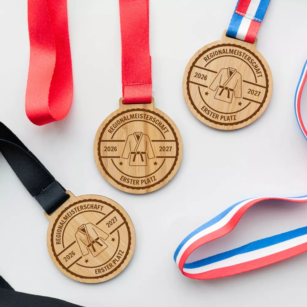 Personalisierbare Holzmedaille „Judo“