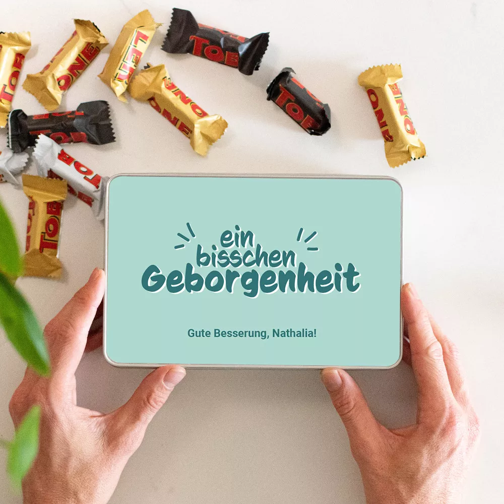 Süßigkeiten-Box zur Genesung, die personalisiert werden kann