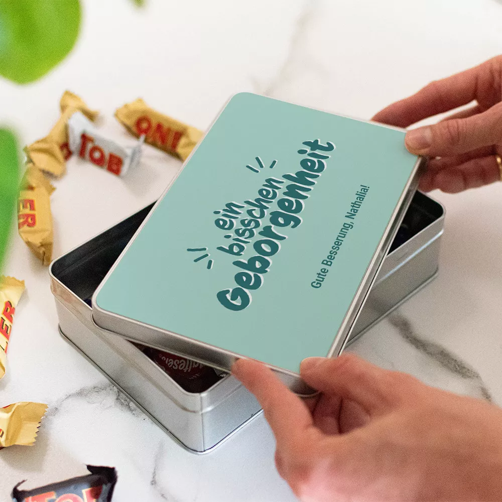 Süßigkeiten-Box zur Genesung, die personalisiert werden kann