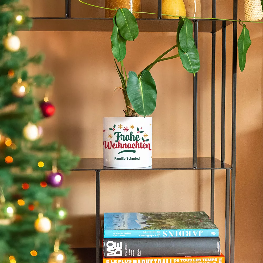 Personalisierbarer Keramikblumentopf Frohe Weihnachten