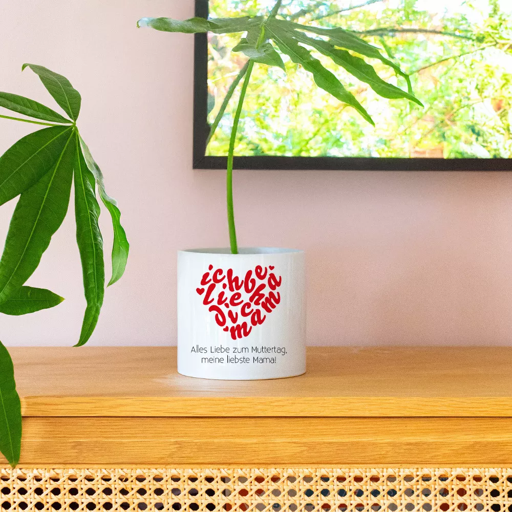 Personalisierbarer Keramikblumentopf Ich liebe dich Mama