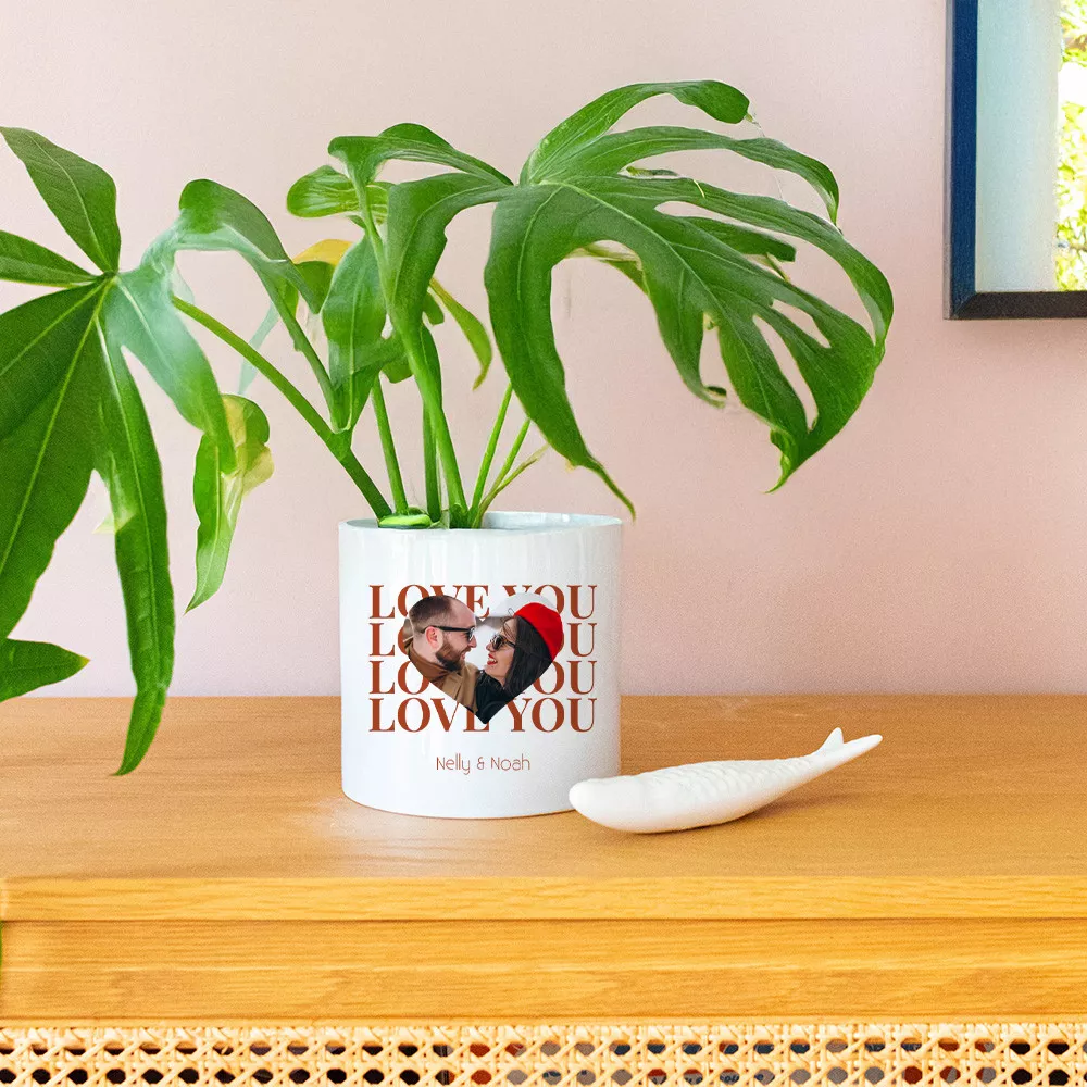 Personalisierbarer Keramikblumentopf Love You