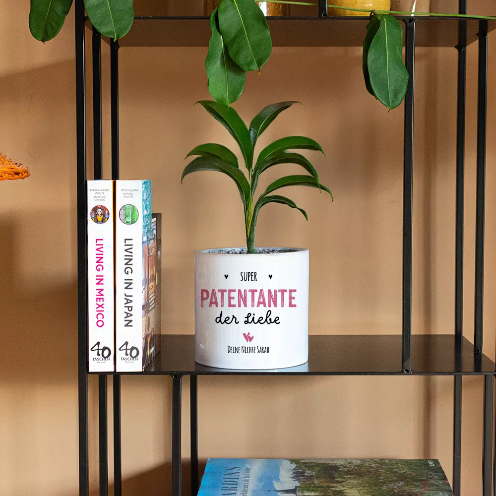 Personalisierbarer Keramik-Übertopf „Patentante“