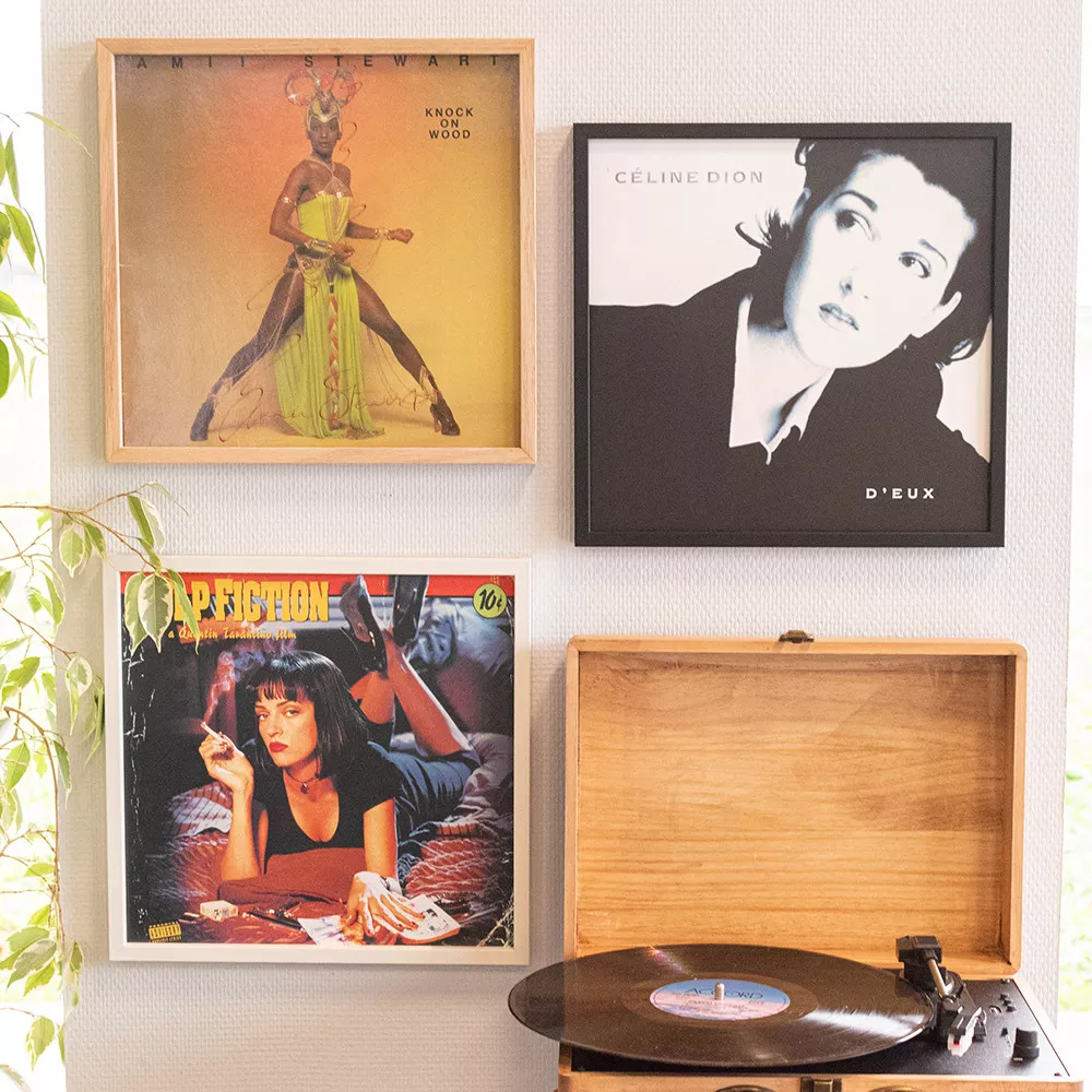 Rahmen aus Holz für Schallplatten