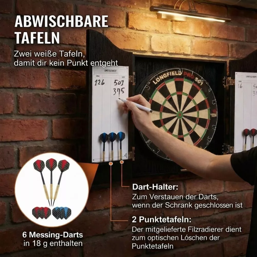 Dartscheiben Schrank aus Holz