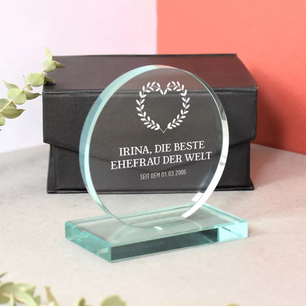 Personalisierbare runde Trophäe für Paare