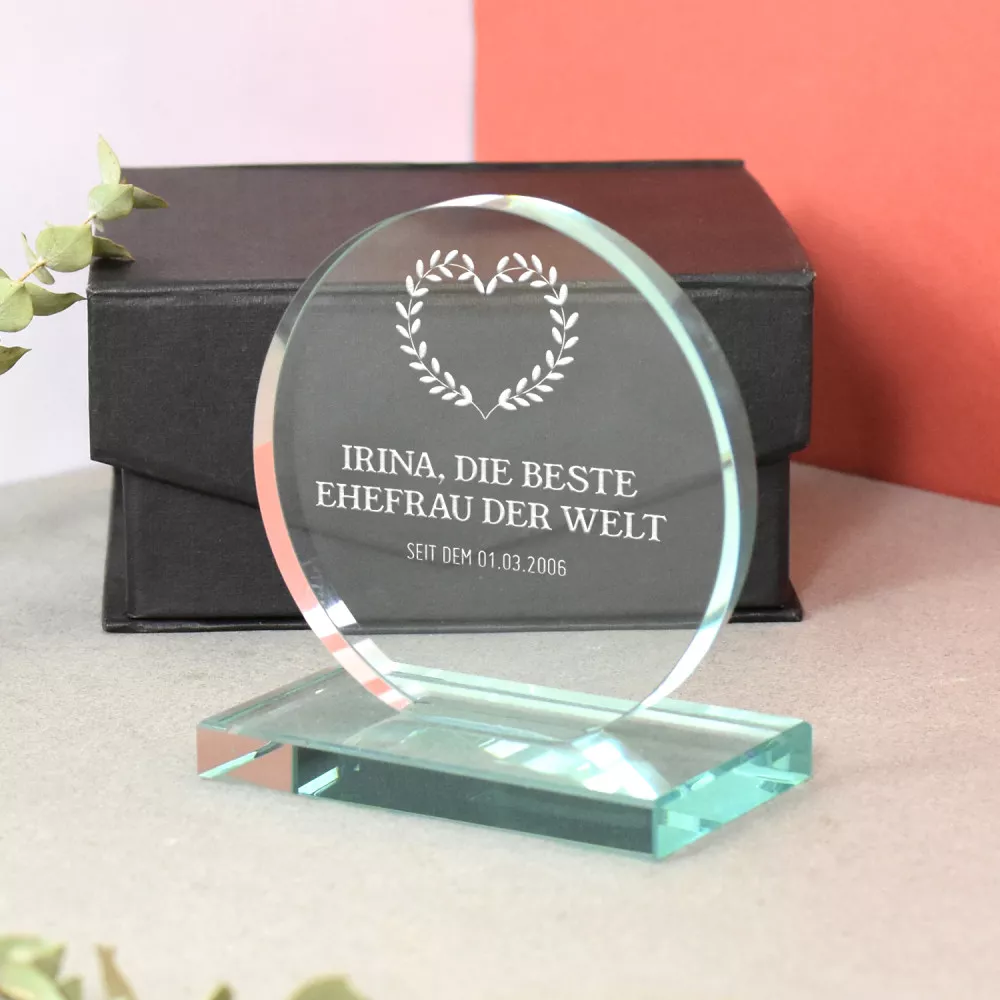 Personalisierbare runde Trophäe für Paare