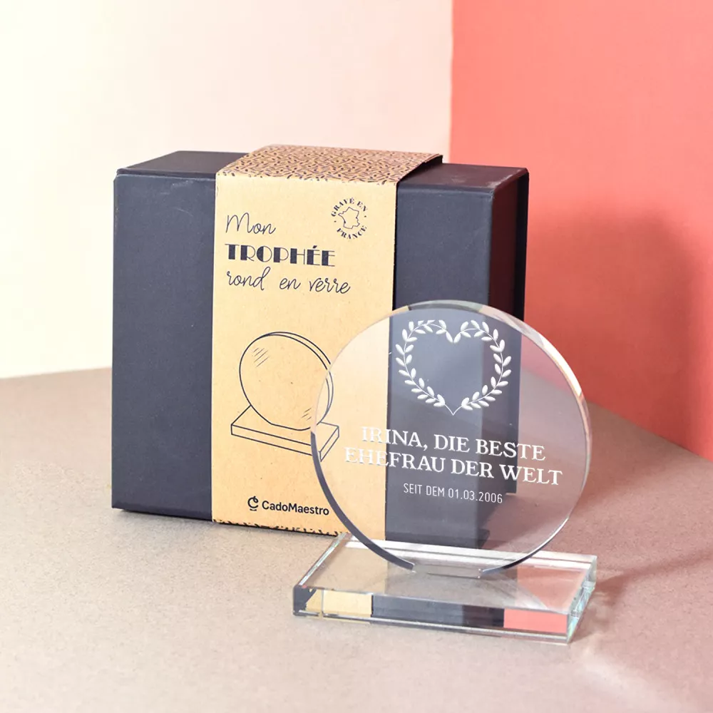 Personalisierbare runde Trophäe für Paare