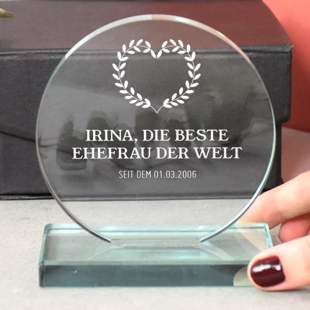 Personalisierbare runde Trophäe für Paare