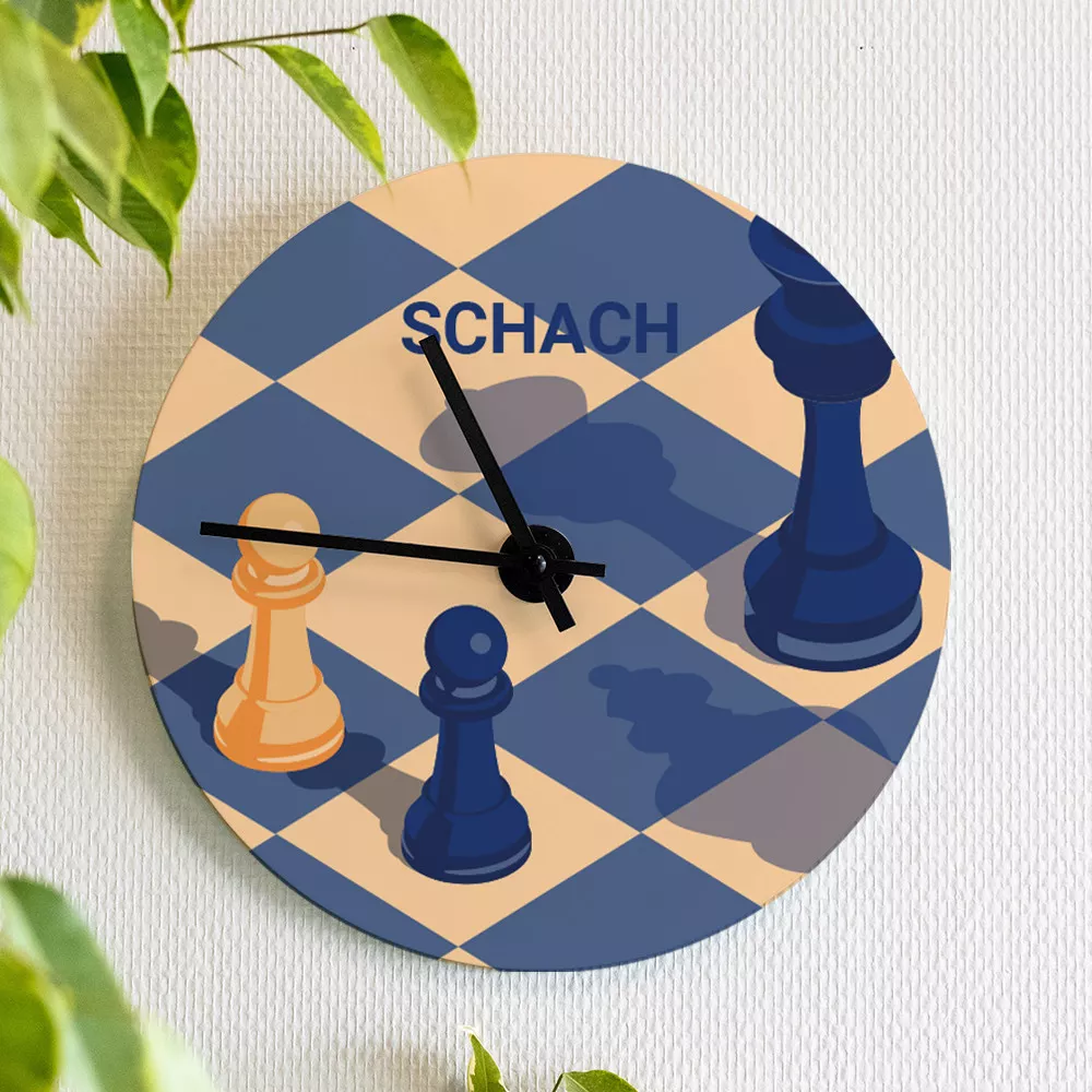 Personalisierbare Schach-Wanduhr