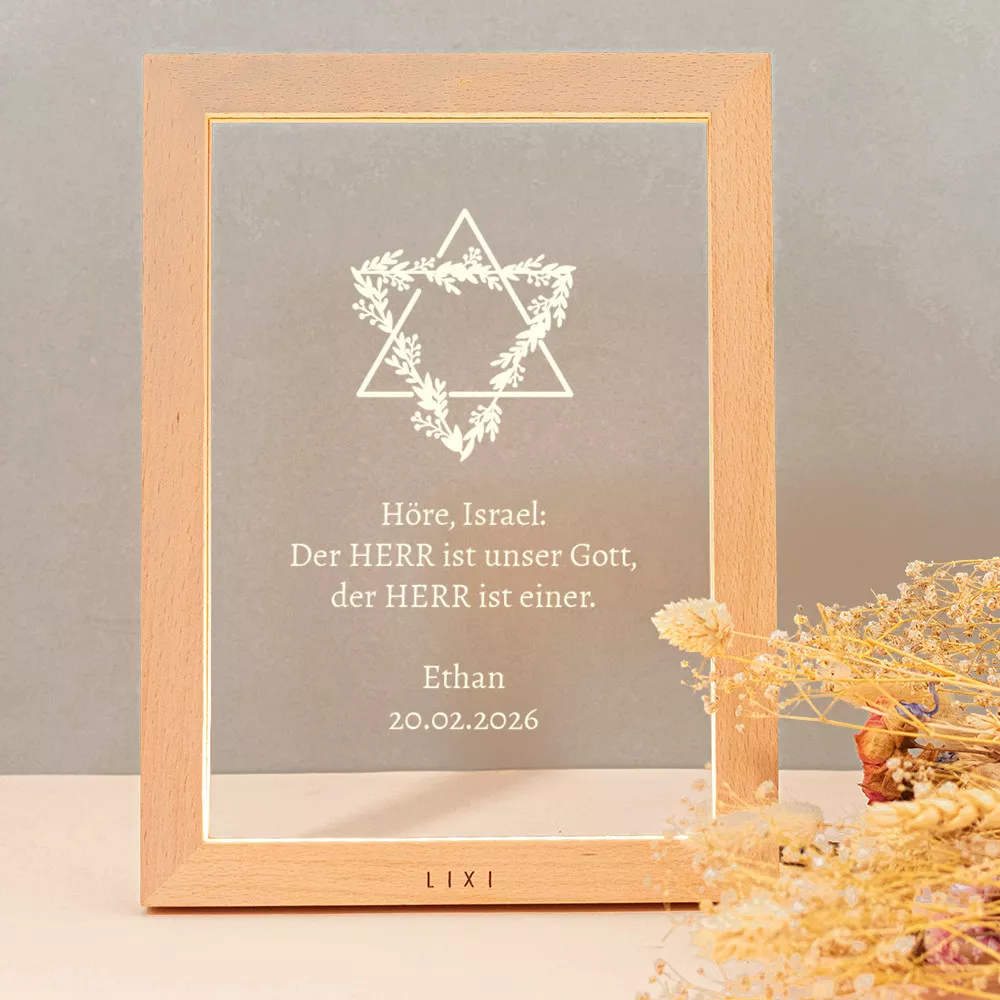 Personalisierbarer Lixi Outline Leuchtrahmen Bar Mizwa