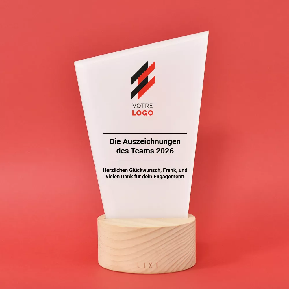 Personalisierbare Lixi Leuchttrophäe mit Logo