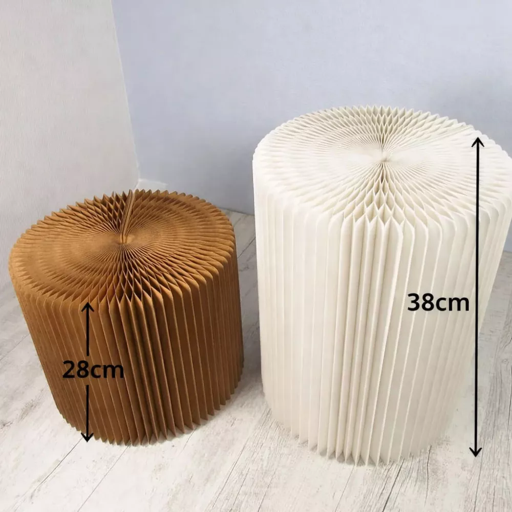 Kompakter faltbarer Design-Hocker aus Kraftpapier Schwarz 28 cm