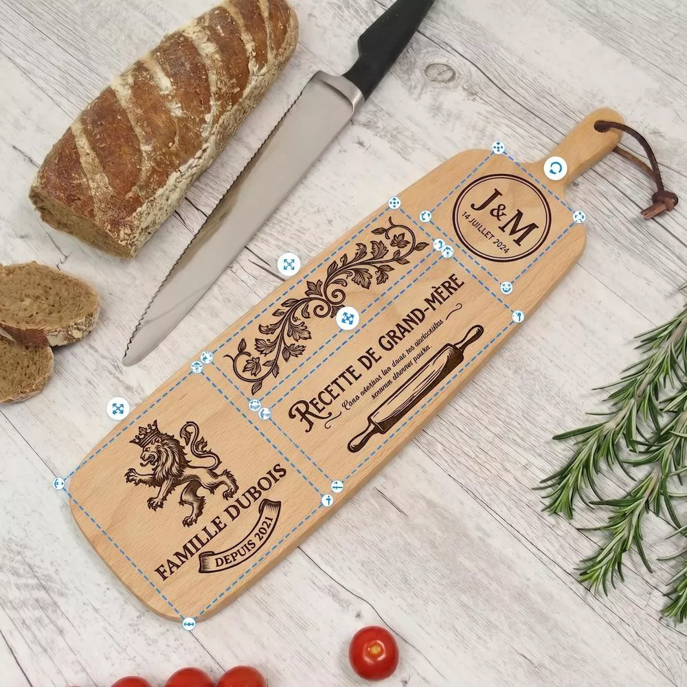 100 % personalisiertes langes Schneidebrett