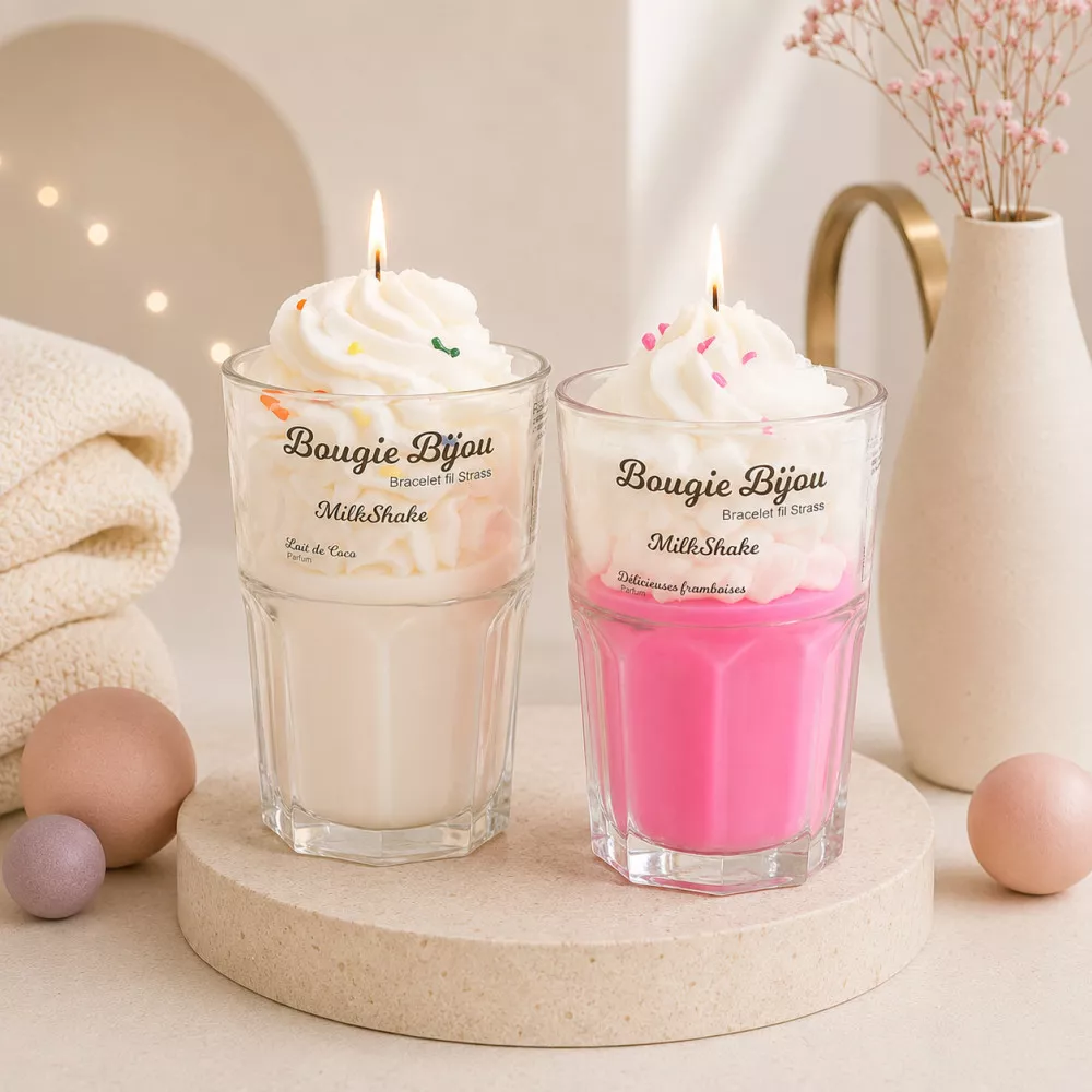 Milchshake Duftkerze mit Schmuck