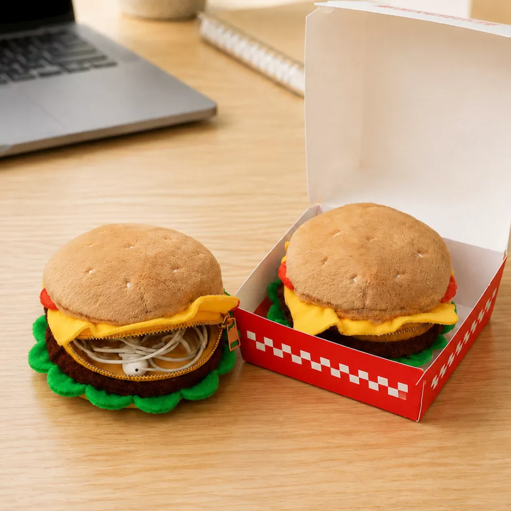 Plüsch-Burger-Etui mit Reißverschluss