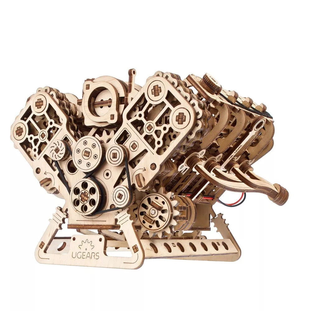 Mechanischer V8-Motor aus Holz zum Zusammenbauen