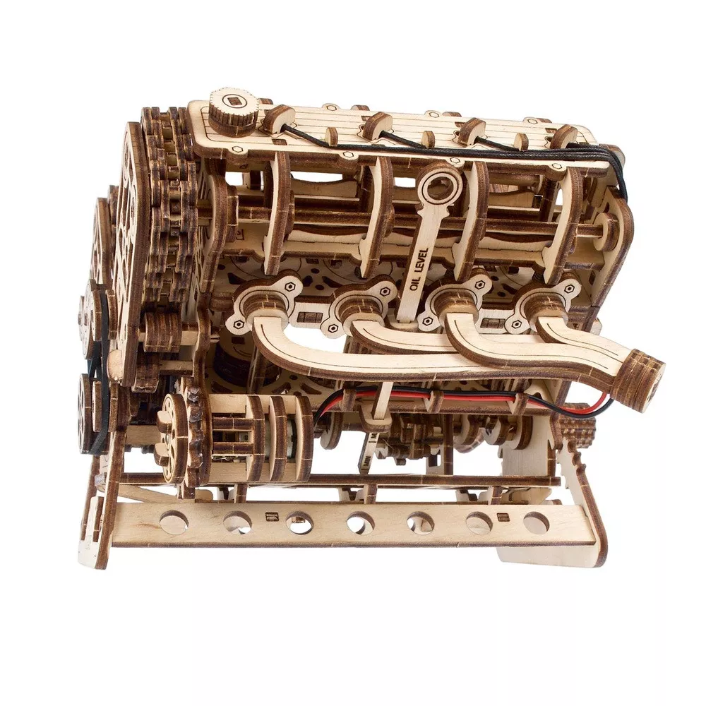 Mechanischer V8-Motor aus Holz zum Zusammenbauen