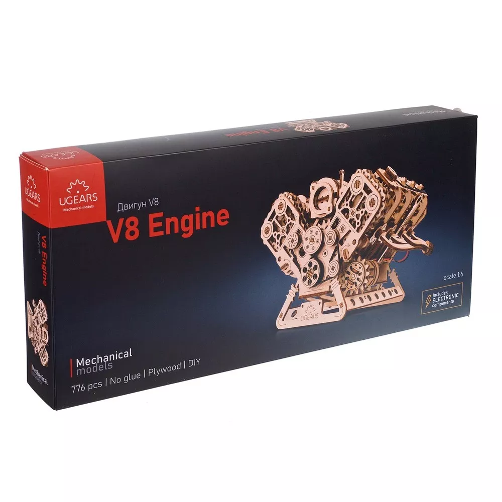 Mechanischer V8-Motor aus Holz zum Zusammenbauen