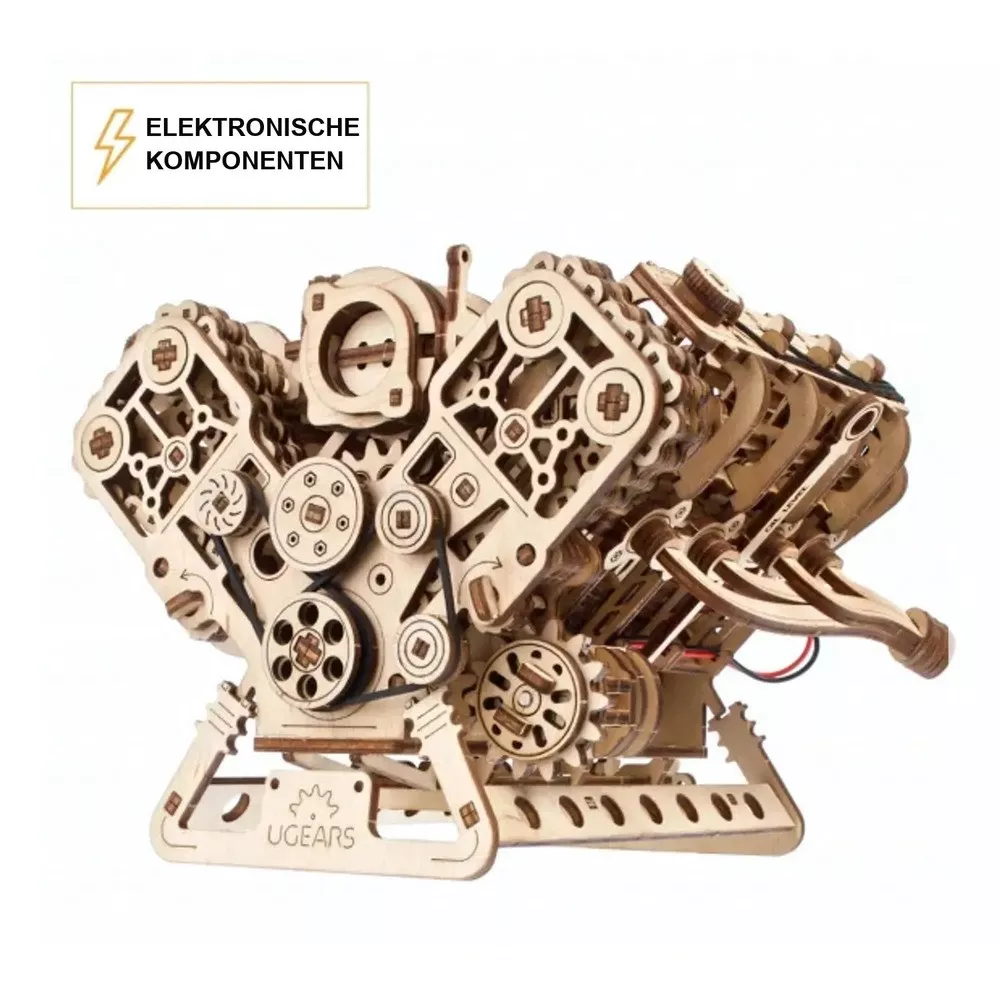 Mechanischer V8-Motor aus Holz zum Zusammenbauen