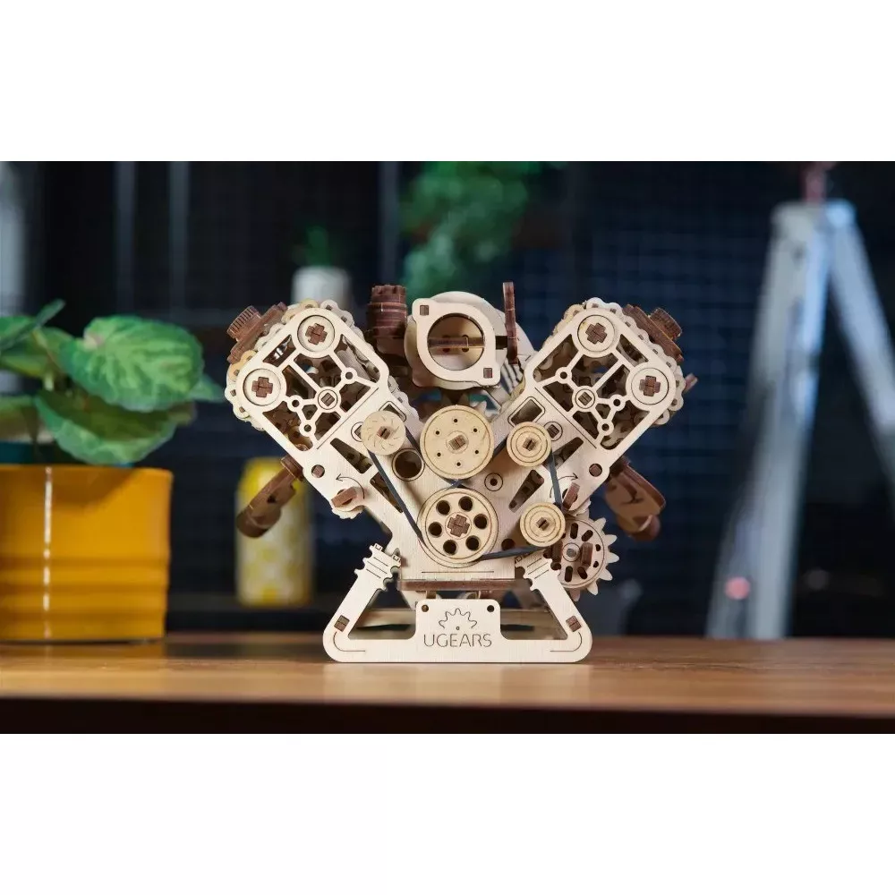 Mechanischer V8-Motor aus Holz zum Zusammenbauen