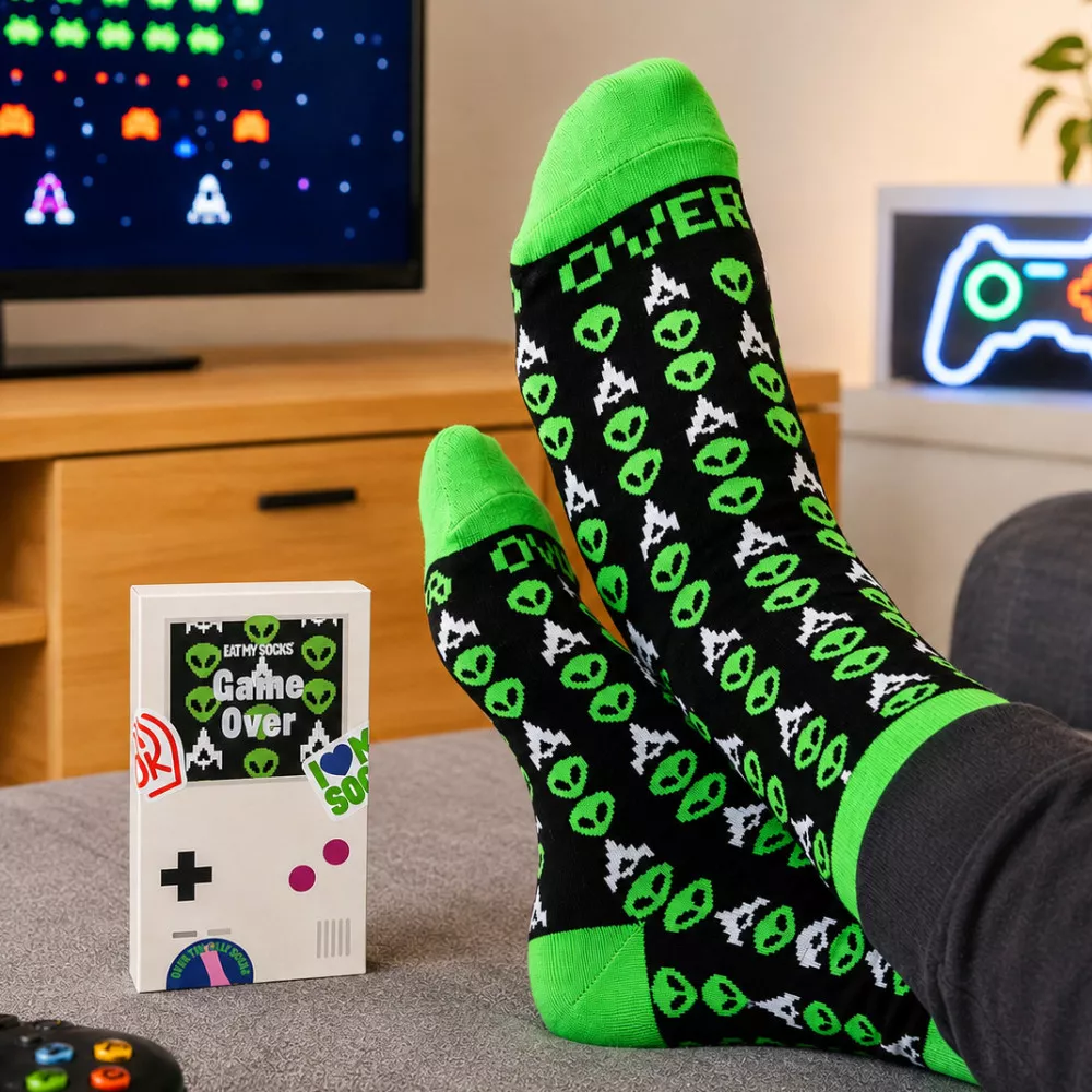Retro-Gaming-Socken Game Over