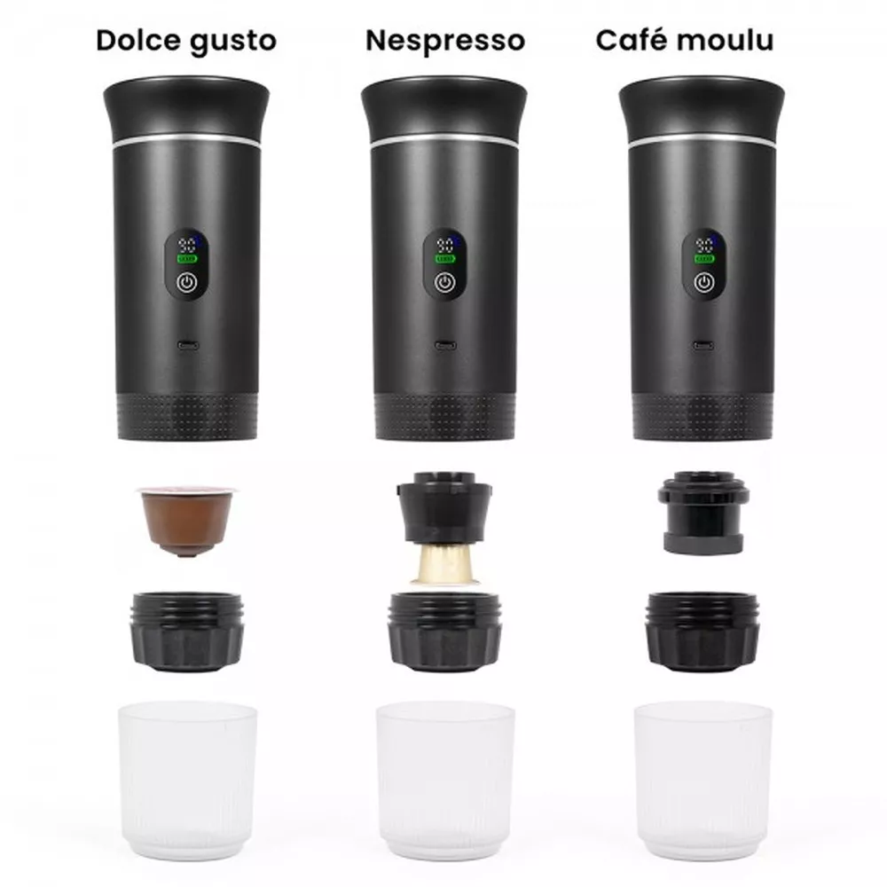 Tragbare Kaffeemaschine für Kapseln und Kaffeepulver
