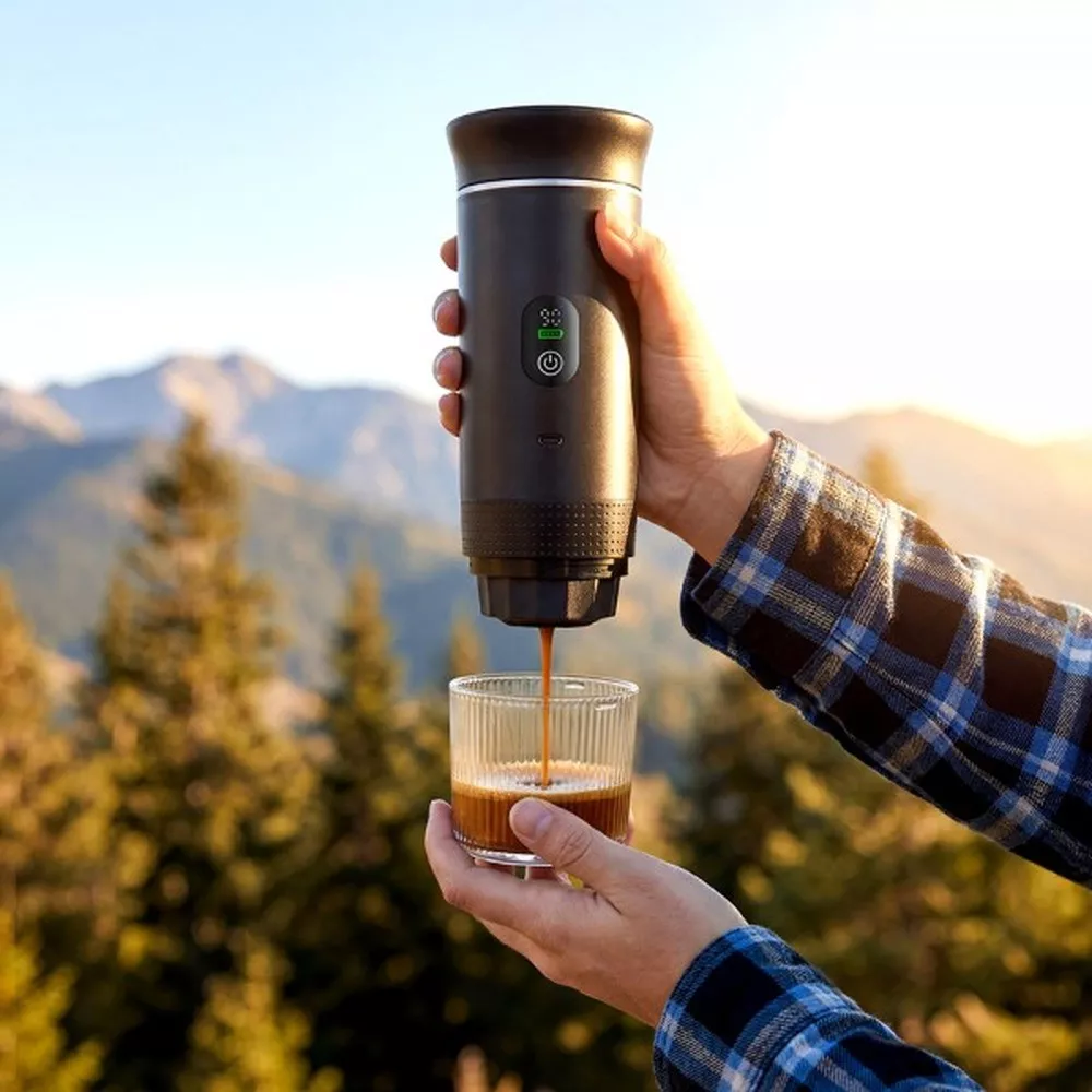 Tragbare Kaffeemaschine für Kapseln und Kaffeepulver