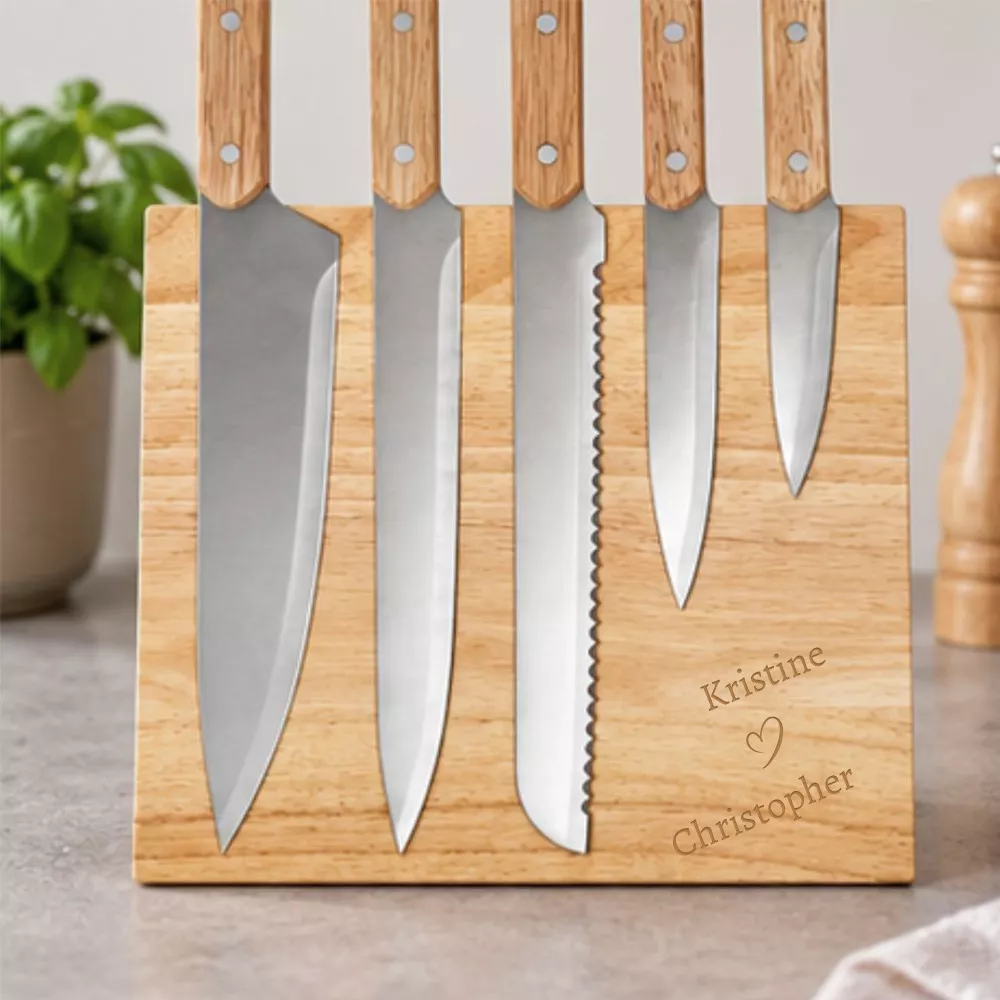 5 Messer mit magnetischem Ständer für Paare personalisiert