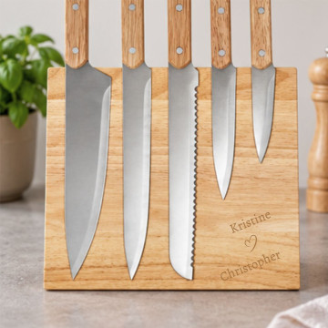 5 Messer mit magnetischem Ständer für Paare personalisiert