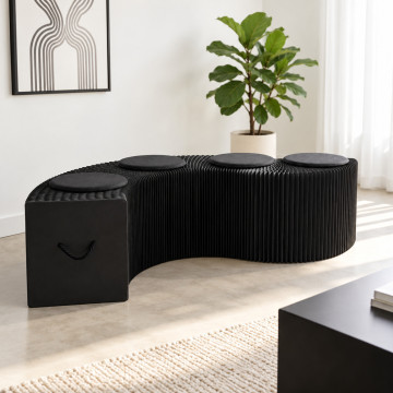 Faltbare Kraftpapier-Sitzbank 150 cm - Schwarz