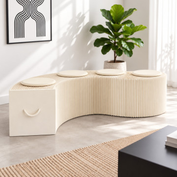 Faltbare Kraftpapier-Sitzbank 150 cm - Weiß