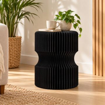 Schwarzer faltbarer Design-Hocker aus Kraftpapier 38 cm
