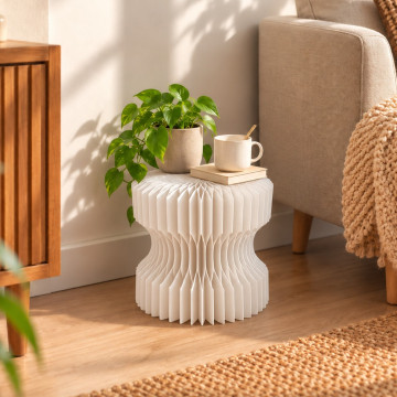 Kompakter faltbarer Design-Hocker aus Kraftpapier Weiß 28 cm