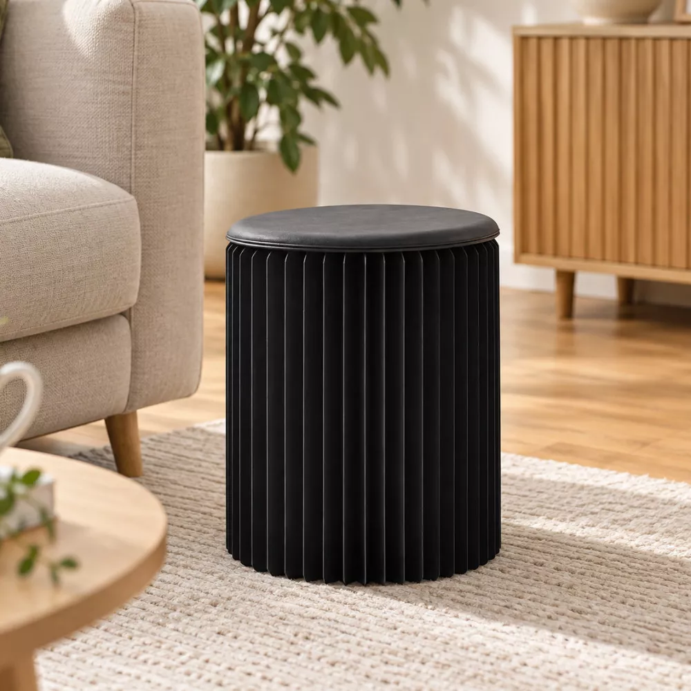 Faltbarer Kraftpapier-Hocker 38 cm Schwarz