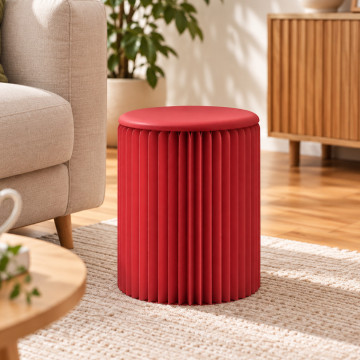 Faltbarer Hocker aus rotem Kraftpapier, 38 cm